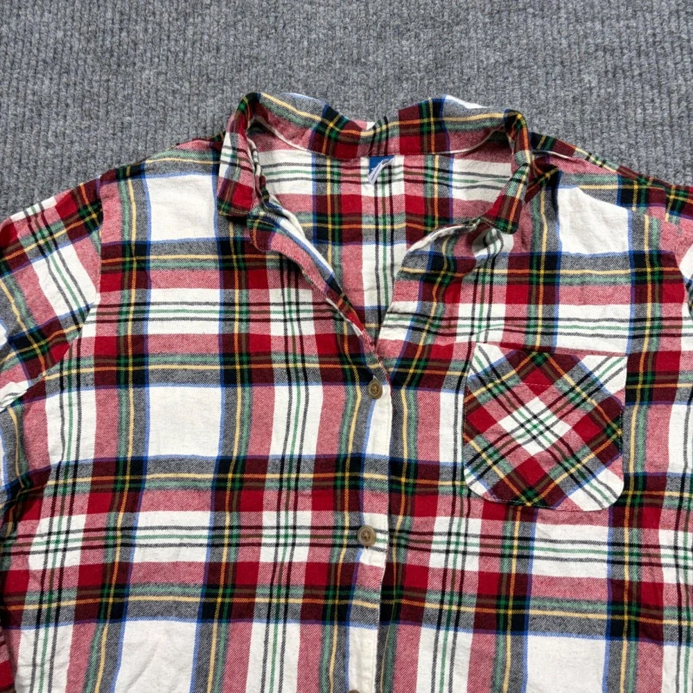Old Navy Pajama Set Womens XXL Plaid Flannel Red White Match The Fam Sleepwear